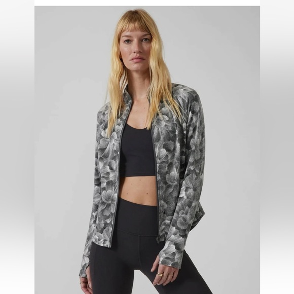 Athleta Jackets & Blazers - Athleta Salutation Floral Textured Jacket // Chakra Floral Black Seasalt